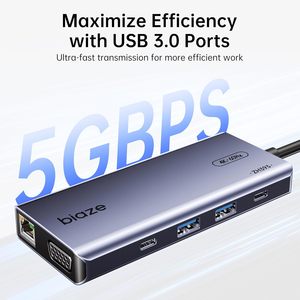 <span class=keywords><strong>Adaptateur</strong></span> Hub USB-C BIAZE 10-en-1 4K60Hz HDTV/<span class=keywords><strong>VGA</strong></span>, Charge PD 100W, Ethernet Gigabit, USB 3.0, Lecteur de Cartes SD/TF, Audio 3.5mm - Product Image 4