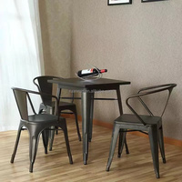 Ensemble de meubles de restaurant nordique industriel, table en bois durable, tabouret de bar écologique, banc long, canapé, usage commercial, 4 places