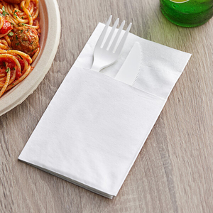 <span class=keywords><strong>Serviettes</strong></span> de table jetables avec poches pour couverts intégrées pour l'argenterie Linge Sensation Airlaid Papier <span class=keywords><strong>Serviettes</strong></span> blanches Poche <span class=keywords><strong>pré</strong></span>-pliée - Product Image 3