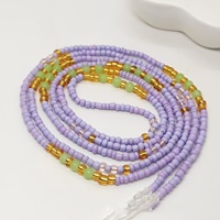 Nouvel Arrivage Perles de Taille Africaines Bijoux Corporels Colorés de Mode avec Perles de Riz en Cristal et Attache en Coton, Chaîne Ventre Bohème pour Femme