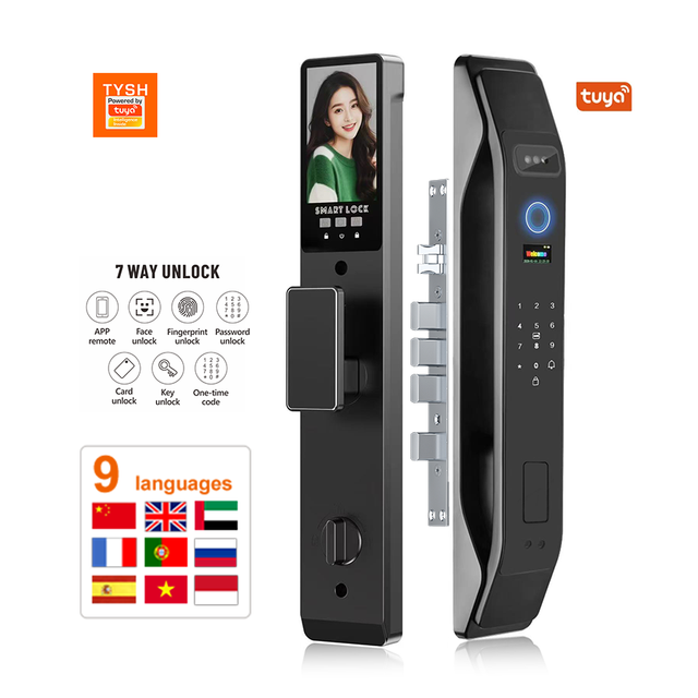 TYSH Video Intercom Fully Automatic Ai Digital Lock Camera 3d Face Recognition Biometric Fingerprint Smart Lock With Wifi