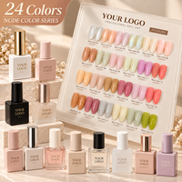 Ensemble de vernis à ongles en gel UV LED nude 24 couleurs, végan, non toxique, étiquette privée, logo personnalisé, OEM ODM pour salon et usage personnel