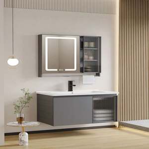 Meubles de salle de bain modernes personnalisés avec des armoires de lavabo vintage imperméables, surface laquée, panneau de porte en MDF - Product Image 4