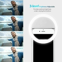 Selfie LED Ring Fill Light Portable Mobile Phone 28 LEDS Selfie Lamp 3 niveaux d'éclairage Anneau lumineux Clip pour tous les téléphones portables