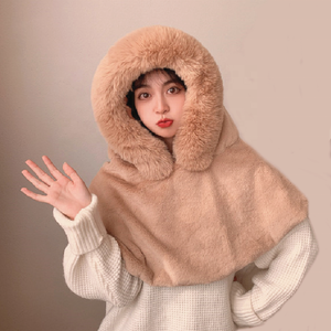 Capa de felpa cálida para mujer y niña, gorro de capucha grande, diseño Simple, invierno, 2021 - Product Image 1