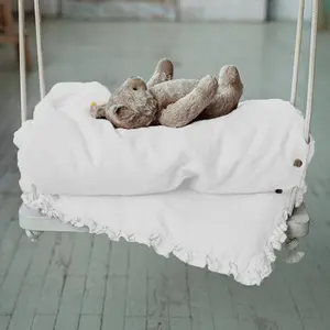 Wholesale kid bedding customize 100% organic linen baby bed sheet linen baby crib bedding set Fitted sheet Bottom sheet