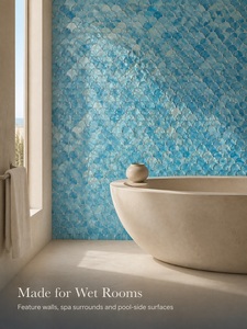Mosaico in Conchiglia Blu Perla con Effetto Iridescente Lucido per Rivestimenti Murali - Product Image 5