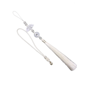 Porte-clés noir Better PL SL à 8 brins tressé à la main avec pompon, perles blanches et cordon de téléphone portable avec pendentif - Product Image 5