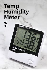 MHK48 Indoor Room LCD Electronic Temperature Humidity Meter Digital Thermometer Hygrometer Weather Station Alarm <strong>Clock</strong> HTC-1 - Product Image 3
