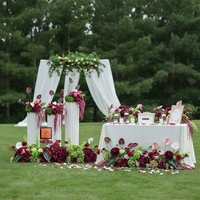 Bouquet de mariée de luxe en soie artificielle rouge bordeaux, arrangement d'hortensias pour allée, fleurs de mariage, fournitures de fête, centres de table