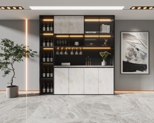 Gabinete de bodega de madera maciza de gran capacidad personalizado, soporte de exhibición elegante, muebles de vidrio para el hogar para sala de estar, estantes de vino - Product Image 5