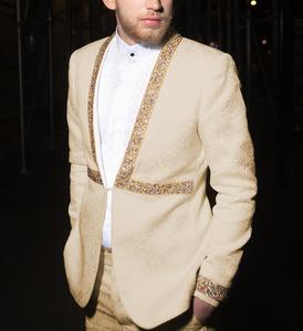 Yeni moda abartılı erkekler takım elbise parti smokin jakarlı Retro ceket pantolon tasarım 2 parça balo düğün Masculino damat Blazer - Product Image 5