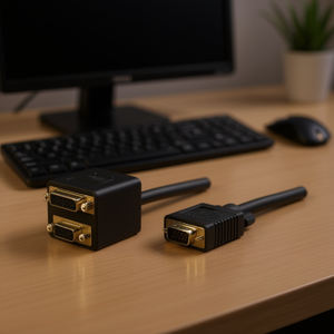 Cable divisor VGA DVI I, adaptador macho a hembra dual para conexión de monitor - Product Image 2