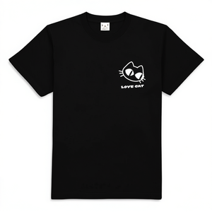 T-shirt da uomo e da donna a maniche corte con stampa gatto nero Love Cat SCOPY - Product Image 2