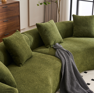 Modern Cloud 4-Seater Sectional Curved <b>Sofa</b> Factory Direct Chenille Green Minimalist Living Room Couch Convertible No Assembly - Product Image 2
