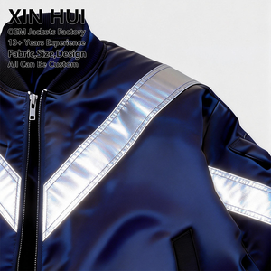 High Visibility Reflective Dyed Long Bomber <b>Jacket</b> Men's <b>Techwear</b> Waterproof Windbreaker Satin Finish Cyberpunk Racing Custom - Product Image 2