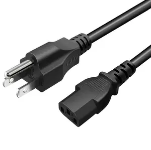 Estándar de América, EE. UU. cable de alimentación de CA muestra gratis 3pin macho 3 pin cable de alimentación para computadora