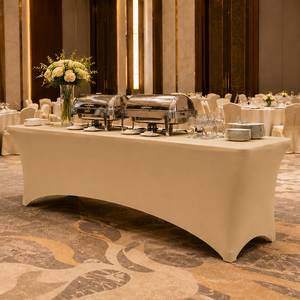 Solid 8ft Spandex Table Cover Stretch Fitted Waterproof Eco-Friendly Custom Logo Event - Product Image 1
