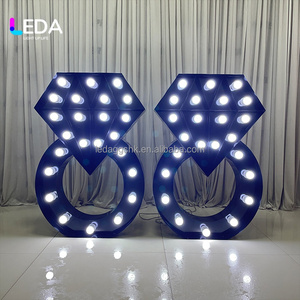 LEDA Custom Modern Giant <b>Light</b> Letters Metal Led <b>Marquee</b> 3D Led Backdrop Stand Ring Diamond Wedding Events Advertising Proposal - Product Image 3