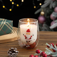 Bougie de Noël en verre double couche à paillettes scintillantes, cadeau artisanal, ambiance festive, semi-fait main, bougie aromatique