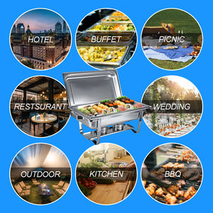 1/2 GN Pfanne Edelstahl Full Size Faltbare Chafing Dish 9L Alkohol ofen Rechteckige Edelstahl Luxus Chafing Dishes - Product Image 6
