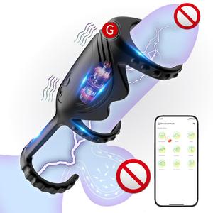 Anillo Vibrador de Silicona Recargable de Tres Anillos Warwolf <span class=keywords><strong>JJ</strong></span> Lock para Hombres, Anillo Bloqueador para Adultos, Resistente al Agua, 10 Frecuencias - Product Image 1