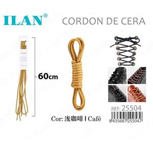 Cordones Encerados Ilan de 60 cm, Color Marrón Claro, para Zapatos - Product Image 1