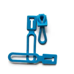 Factory Direct Sales Blue Rubber Silicon Material Custom Logo Painted Zipper Puller With Loop