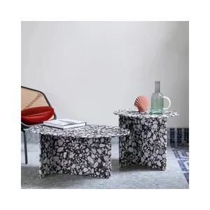 Shihui Kunststenen Meubels Hot Verkoop Nesttafels Zwart Terrazzo Salontafel Voor Woonkamer