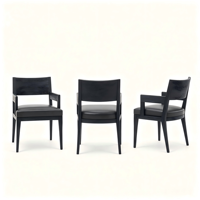 Fauteuil de salle à manger moderne en bois massif de frêne, style luxe discret, avec coussin rembourré en cuir PU pour maison, villa, restaurant
