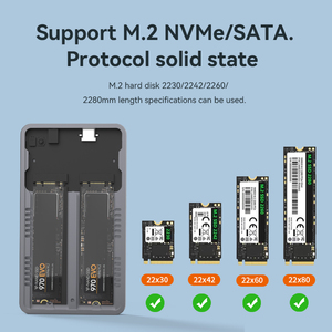 Blueendless <span class=keywords><strong>2</strong></span> Bay Raid <span class=keywords><strong>M</strong></span>.<span class=keywords><strong>2</strong></span> <span class=keywords><strong>SATA</strong></span> Nvme SSD Bao Vây Nhô<span class=keywords><strong>m</strong></span> Dual Bay Trường Hợp Nhà Ở Chassis Shell Hỗ Trợ Max 16TB Raid0/1/PM Chế Độ - Product Image 4
