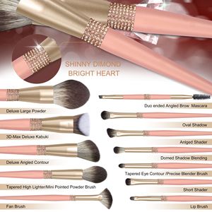Biyouyi Cross-border High-Grade 12-Piece Diamond Stitching Makeup Brush Set Bright Queen Series Pelo sintético para brillo de labios - Product Image 3