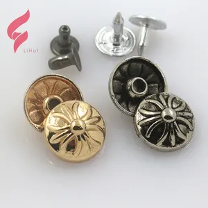 Lihui Hardware Clothing DIY Garment Press Stud Fasteners Custom Buttons Designer Logo 18 MM Metal Jeans Button For Clothing