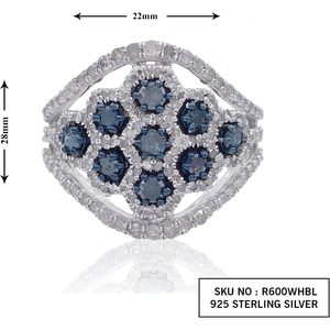 แหวนเพชร Jewelspaark 1.53 กะรัต ทรงกลมเจียระไนแบบบริลเลียนท์ เพชรสีขาวและสีน้ำเงินเสริมประกาย  ตัวเรือนเงินแท้ 925 สำหรับผู้หญิง สวมใส่ในโอกาสหมั้น - Product Image 3