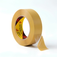 Ruban adhésif industriel double face en PET transparent avec support en silicone jaune, résistant aux hautes températures, adhésif de liaison robuste