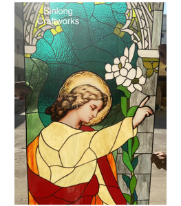 Leaded Copper <strong>Foil</strong> Stained Glass <strong>Window</strong> With Church People UV Printing - Product Image 3