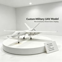 Modèle d'exposition de drone militaire de reconnaissance blanc personnalisé avec longues ailes, queue en V, train d'atterrissage et bec de détection