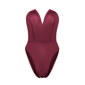 Combinaison sexy <span class=keywords><strong>sans</strong></span> bretelles pour femmes, <span class=keywords><strong>grande</strong></span> <span class=keywords><strong>taille</strong></span>, couleur unie, col en V, combinaison en gros - Product Image 6