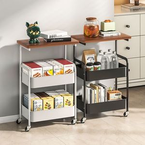 Carrito de almacenamiento móvil tipo estantería, estante de almacenamiento de pie para cocina, dormitorio, estante para refrigerios de varias capas, baño y aseo - Product Image 1