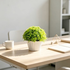 Plante artificielle en pot, bonsaï hémisphérique en plastique, ornement de bureau, 12,5 cm, décoration de salon - Product Image 4