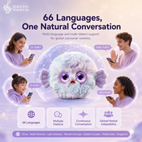 Peluche Grande de Puffo Morado con IA, en Posición Acostada, Cara de Muñeca ABS, Lazo Dorado, Clon de Voz, Modelo ChatGPT, 66+ Idiomas, Carga USB, 2.4G