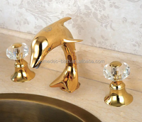 Robinet de lavabo de salle de bain moderne de luxe en laiton et céramique, monotrou, monocommande, motif dauphin