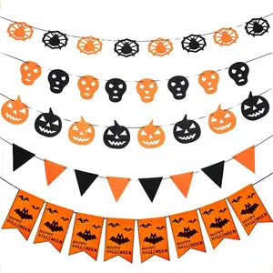 Halloween Besar Labu Berbentuk Felt Dinding Pintu Halloween Dekorasi Menggantung Spanduk Halloween Dekorasi Menggantung Hallo