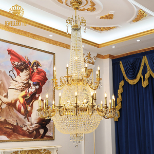 Jewellerytop europeo victoriano Imperio de lujo colgante luz <span class=keywords><strong>Villa</strong></span> Hotel Maira Theresa K9 cristal grandes candelabros de oro - Product Image 3