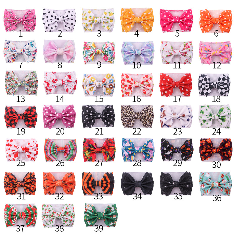 Ободок вафельный с принтом для девочек, широкая повязка на голову с рисунком, 4 июля, Хэллоуин, День Святого Валентина, Рождество, аксессуары для волос для малышей