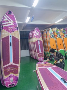 Bán buôn ván chèo đứng lên bơm hơi màu hồng OEM, kích thước 11'6'*35'*6', giá ván lướt sóng Iboard, ván chèo mềm - Product Image 2