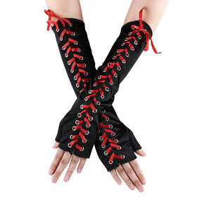 Q30780 mariage Festival Punk Style Bandage <span class=keywords><strong>Long</strong></span> <span class=keywords><strong>Satin</strong></span> sans doigts femmes soirée gants de soirée - Product Image 5