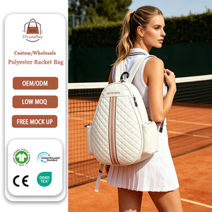 Sac à dos de raquette matelassé élégant avec logo personnalisé, grande capacité, durable, léger, sac de sport pour raquette avec 2 poches latérales à cordon de serrage - Product Image 1