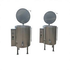 双层水套式带隔热层立式煮锅 | 节能型食品蒸锅，带手柄的锅盖 - Product Image 1