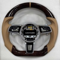 Volante de coche de madera de melocotón Beige personalizado adecuado para Porsche 958 970 971 Panamera Cayenne modelo antiguo a nuevo modelo Volant